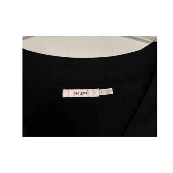 Mi Ami Black Ruffle Mini Dress Tiered A-Line V Neck Short Sleeve Size Small New - Picture 6 of 7